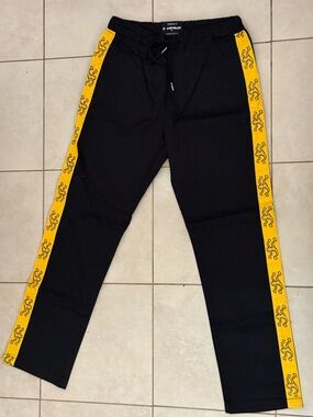 Airwalk Black Sweatpants with Yellow Printed Side Tape